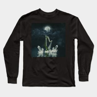 Wonderful harp and swan in the ocean Long Sleeve T-Shirt